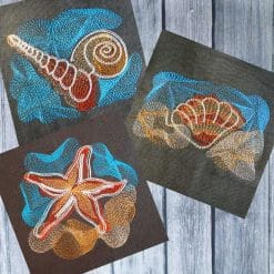 mussel, snail, starfish machine embroidery