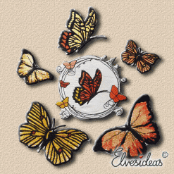Butterfly set machine embroidery