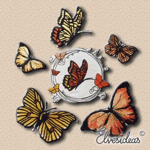 Butterfly set machine embroidery