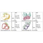 raspberry, apple, strawberry, plum - fruit embroidery