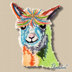 Colorful hippie lama machine embroidery