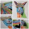 colorful hippie lama machine embroidery