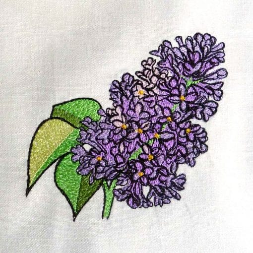 Lilac machine embroidery