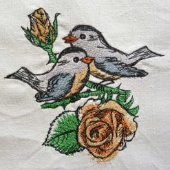 rose birds machine embroidery