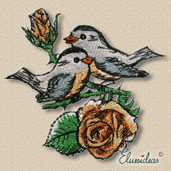rose birds machine embroidery