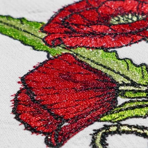 poppies machine embroidery