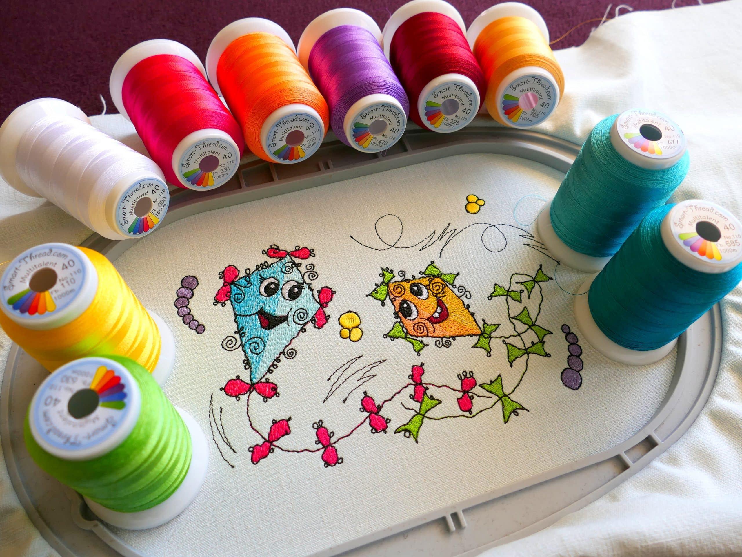 cheerful kites - machine embroidery