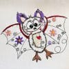 halloween hippy bat machine embroidery
