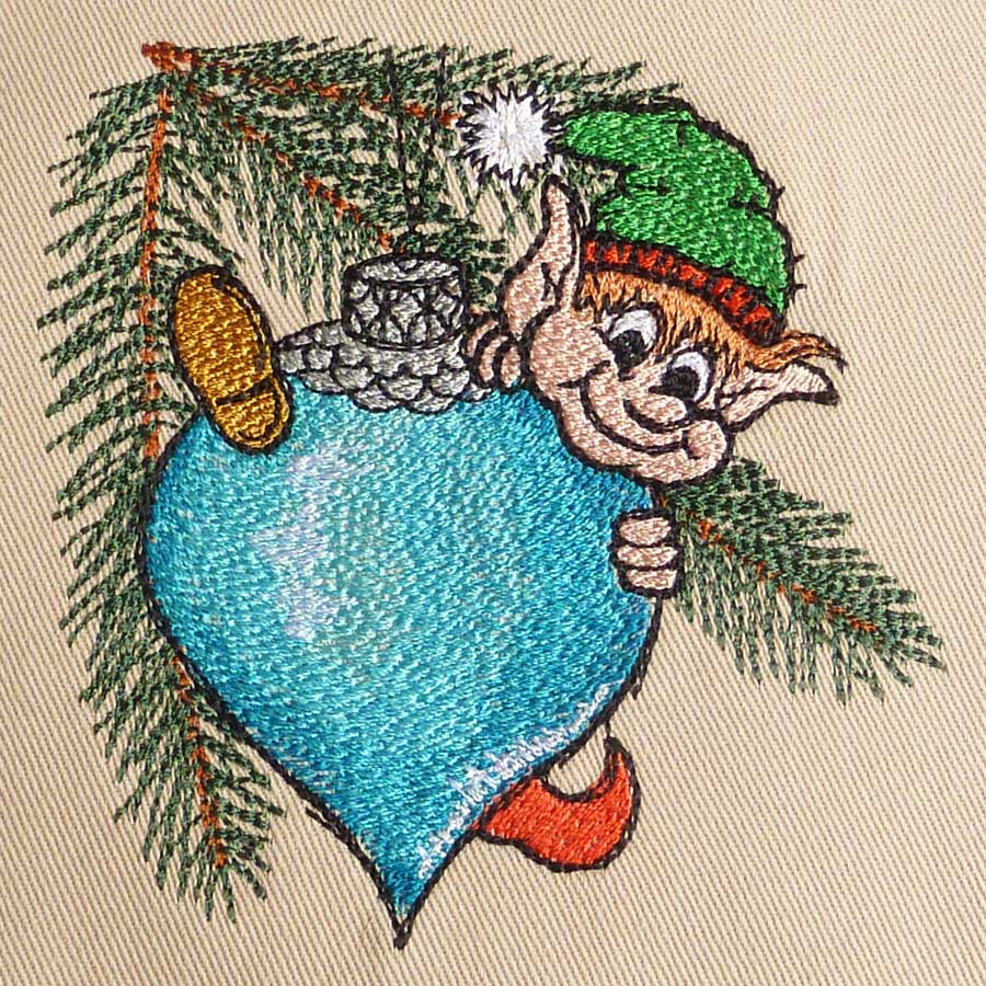 Christmas elve with heart - machine embroidery